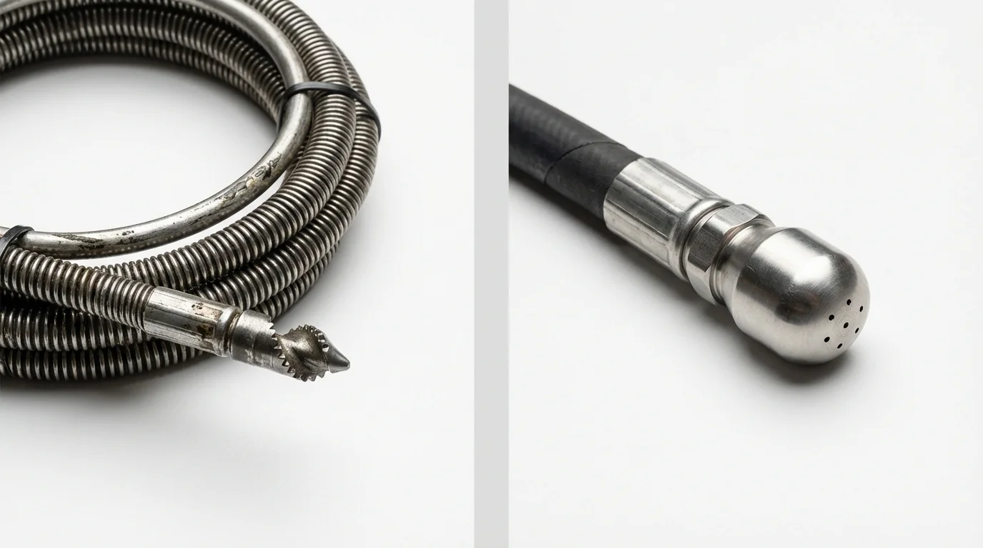Drain snake cable and hydro jetting nozzle used for drain cleaning in Cumberland, KY