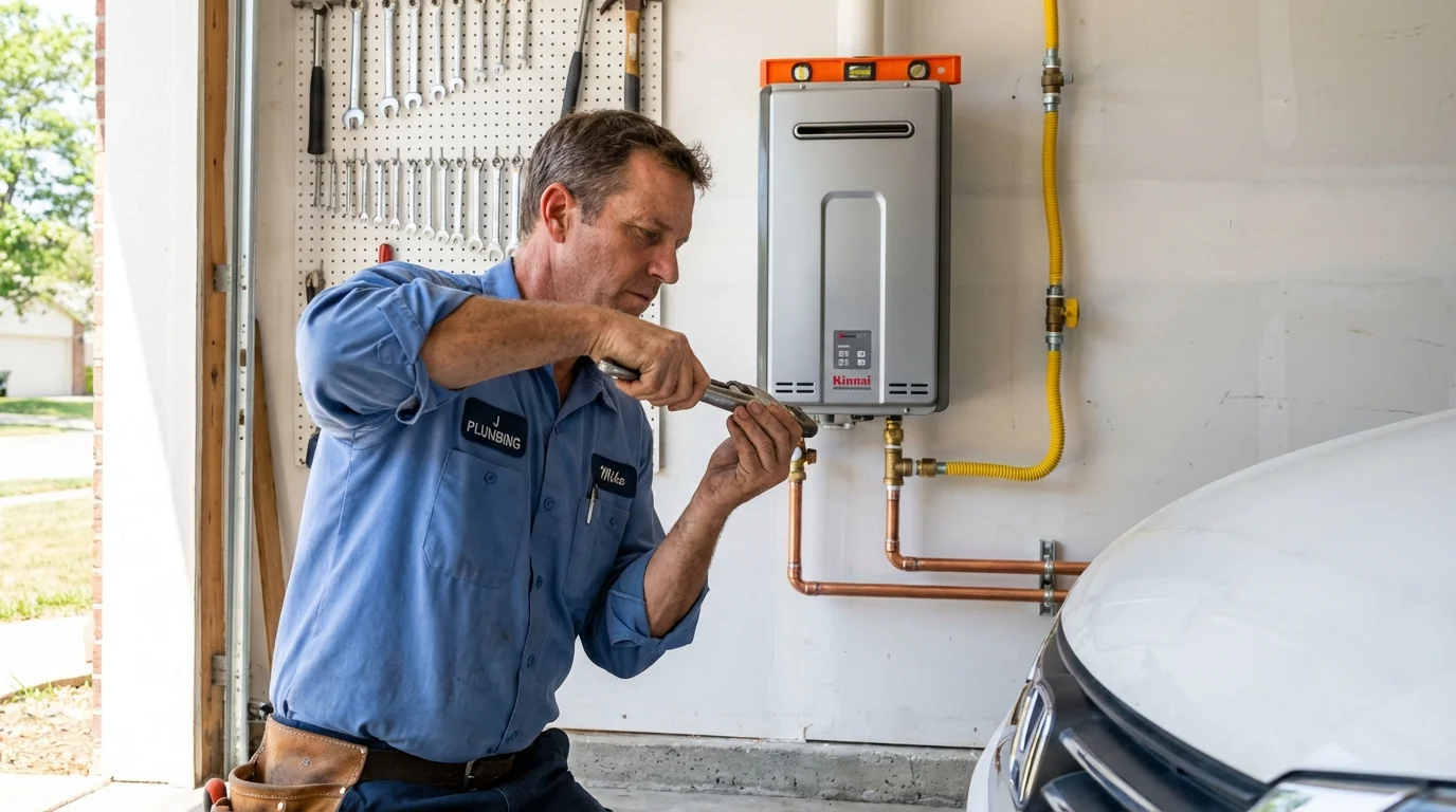 Tankless water heater installation by a Johns Plumbing LLC plumber in Cumberland